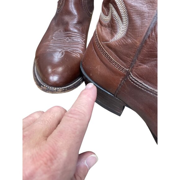 Nocona Mens Brown leather mid calf western boots sz 9D SKU 9628 - Picture 16 of 16